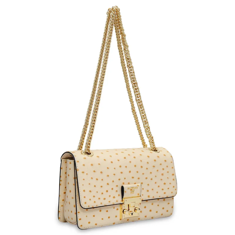 دا ميلانو حقيبة كتف جلد نعام صغيرة - فانيليا